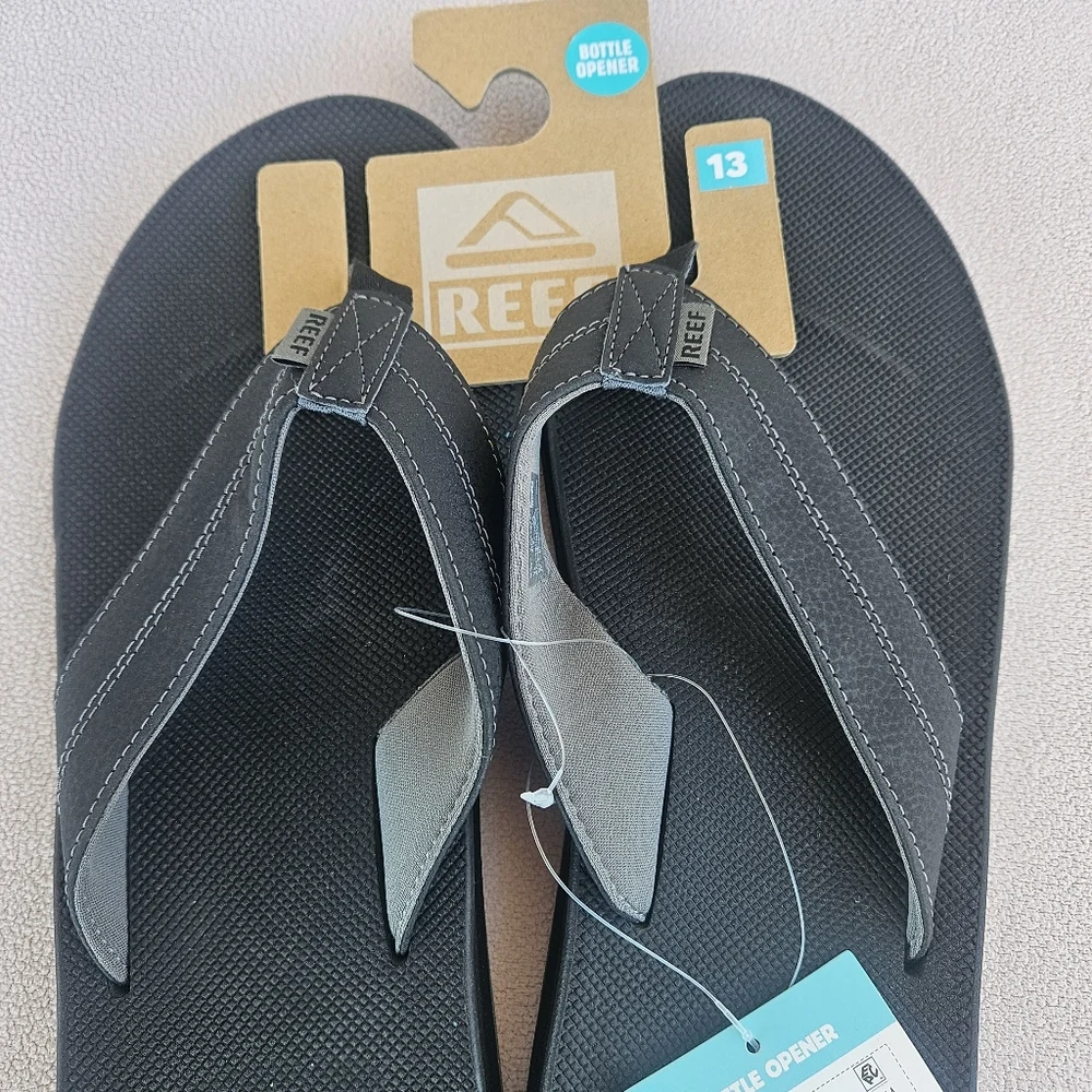 Reef Element TQT Bottle Opener Flip Flop Sandals Men SZ 13 Black Slip-On